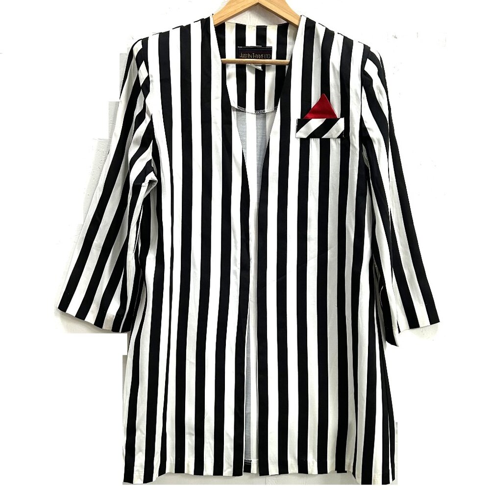 JUST IN THYME Black White Jacket Stripe sz14